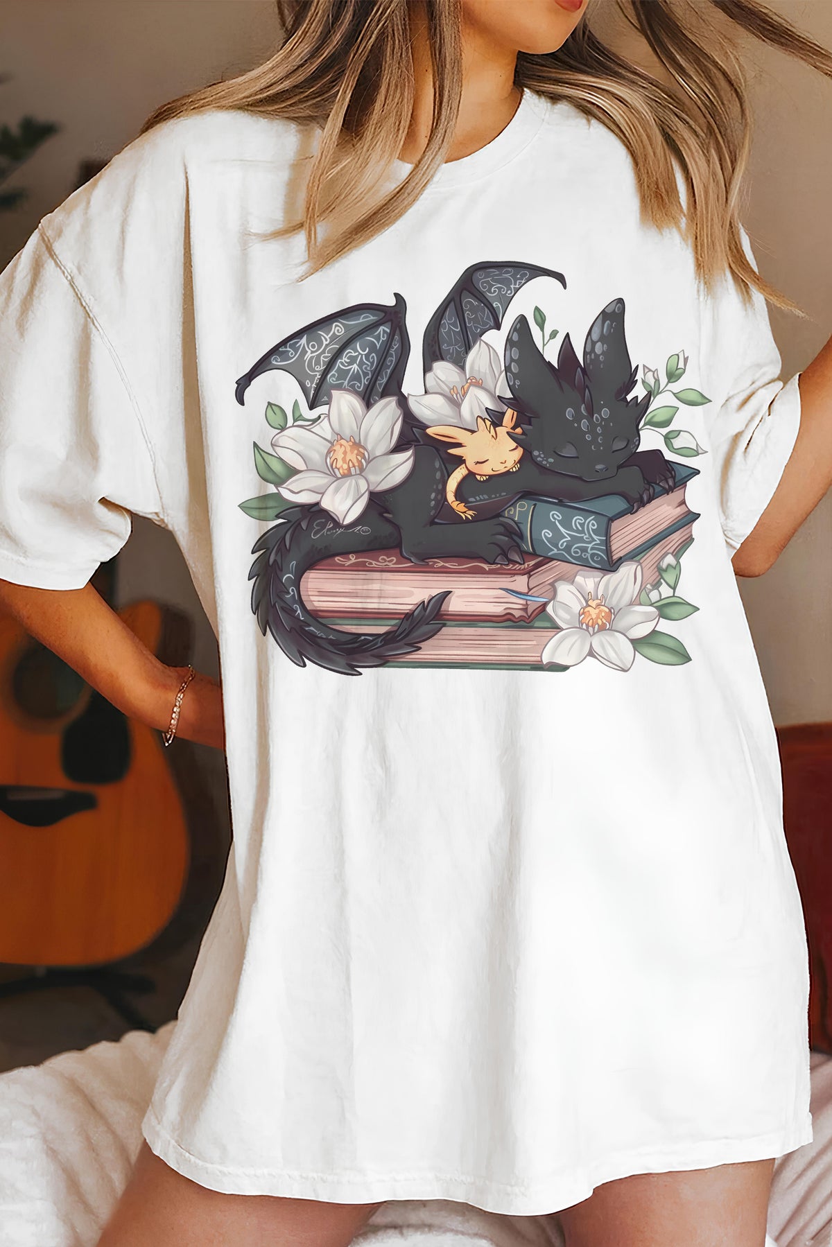 Fantasy Book Dragon Tee For Women