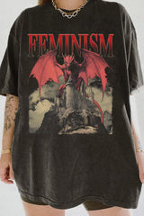 Vintage 90s Feminism Dragon Fantasy  Tee For Women