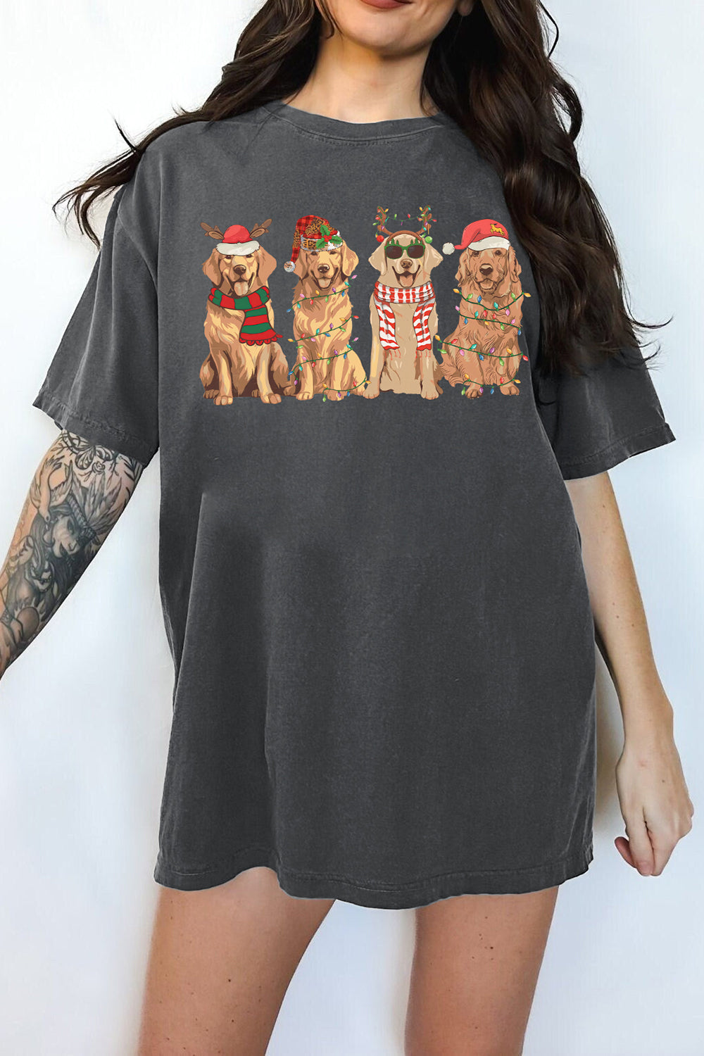 Dog Golden Retriever Christmas Tee For Women