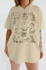 Vintage 90s Tattoo Cat Kitten Nature Tee For Women