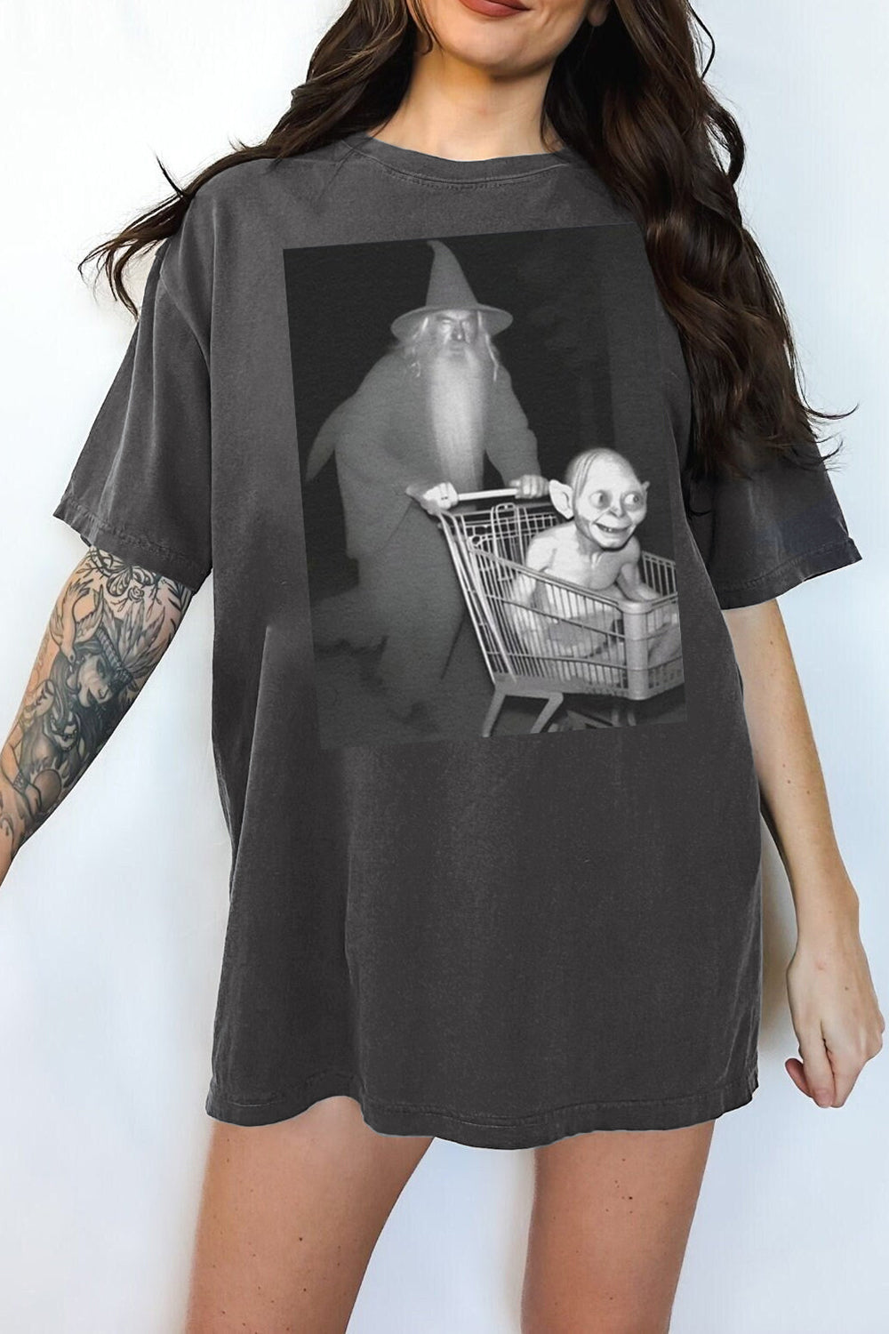 Lord Of The Rings  Gandalf and Gollum Go Shopping Graphic Tee For Women