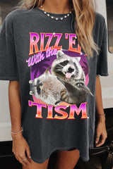 Raccoon Retro Rizz Em With The Tism Tee For Women