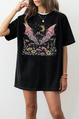 Bat Among Blossoms Goth Tee For Women