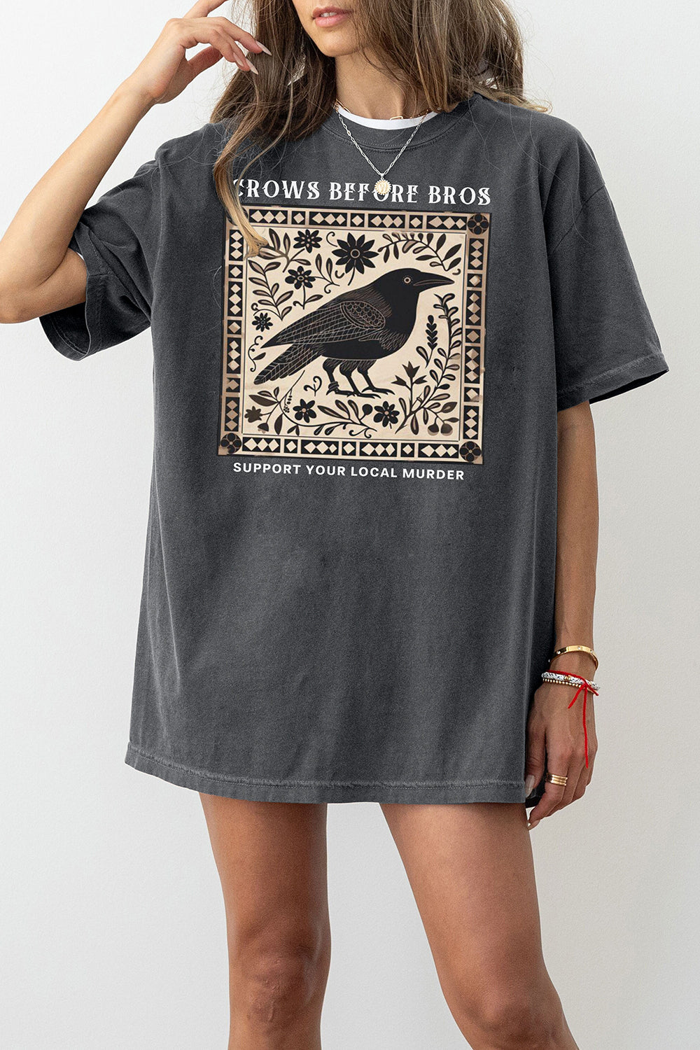 Crows Before Bros  Support Local Murder Graphic Tee For Women