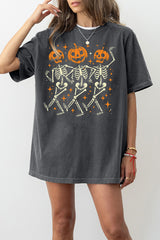 Pumpkin Skeleton Halloween Tee For Women