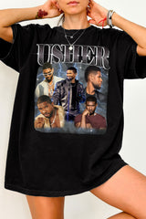 Usher Retro Graphic R&B Concert Tee For Women