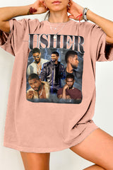 Usher Retro Graphic R&B Concert Tee For Women