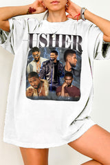 Usher Retro Graphic R&B Concert Tee For Women