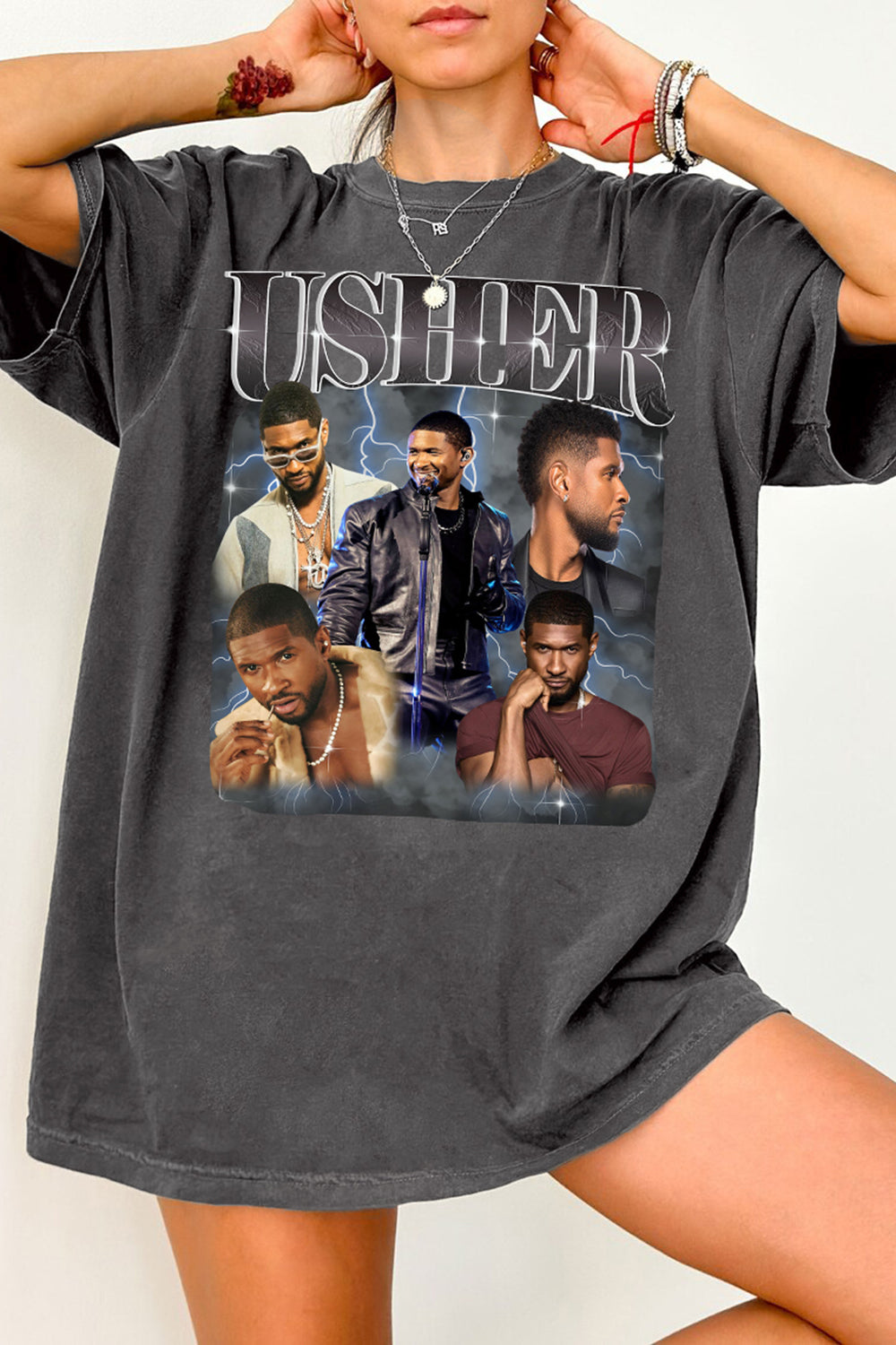 Usher Retro Graphic R&B Concert Tee For Women