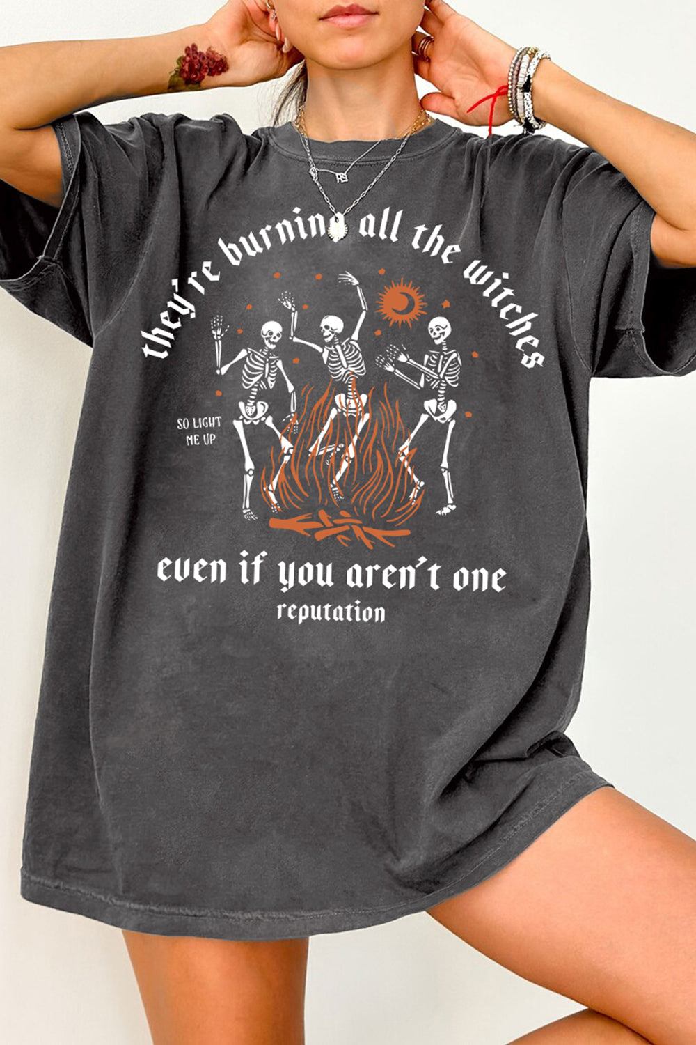 They're Burning All The Witches Even If You Aren't One Halloween Skeleton Tee For Women