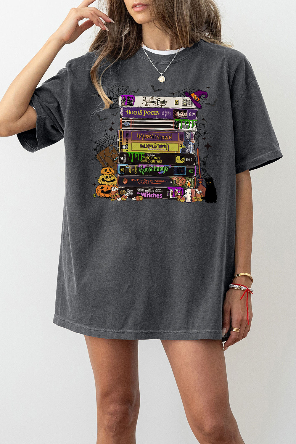 90s Halloween VHS Tape Stack Tee For Women