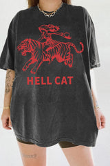 Vintage Cowgirl Hell Cat Tiger Tee For Women