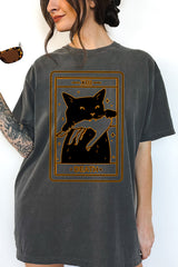 Black Cat Tarot Death Halloween Tee For Women