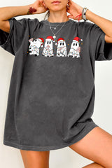 Cute Christmas Ghost Tree Cake Tee For Women