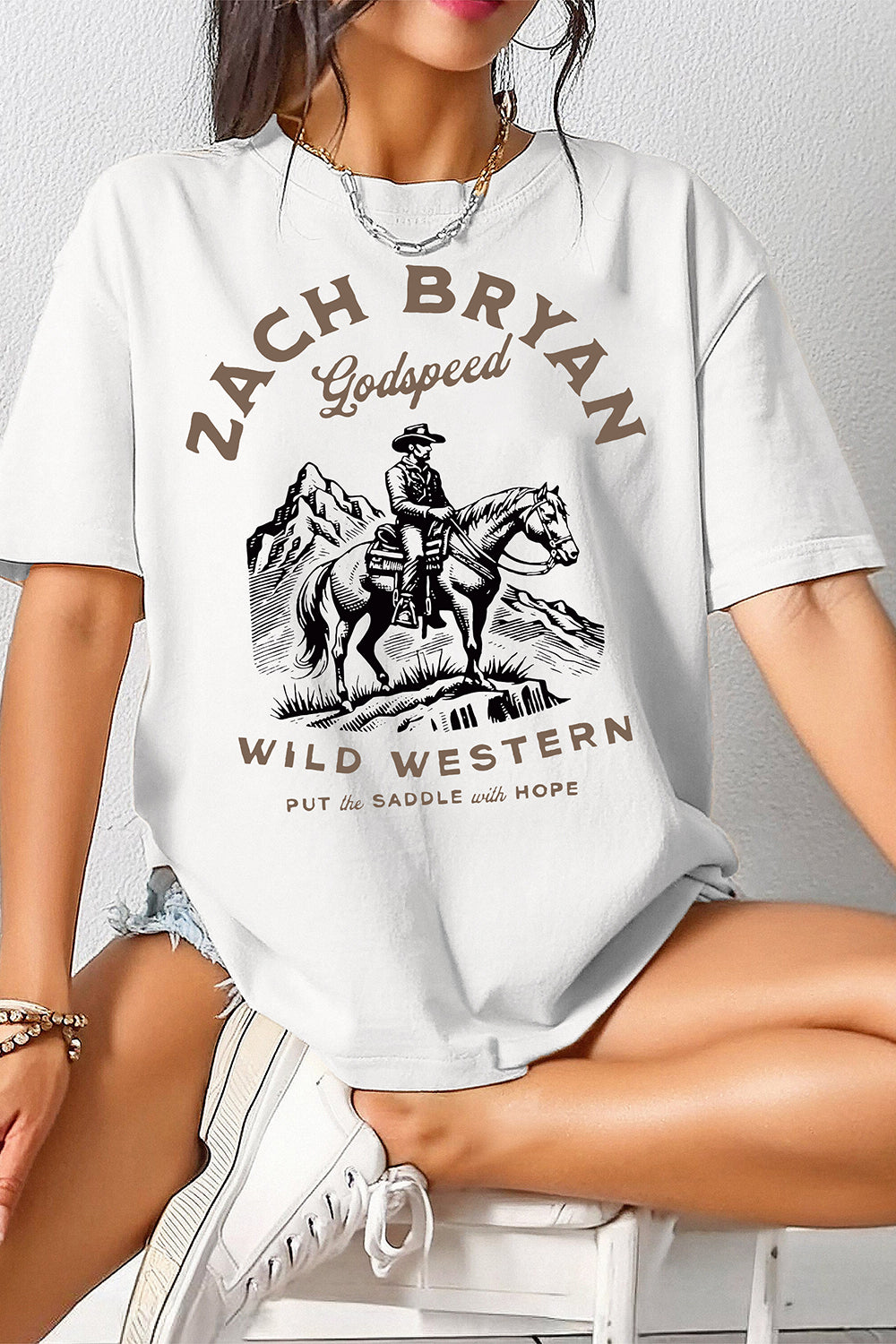 Zach Bryan Godspeed Wild Western Cowboy Tee For Women