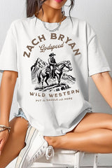 Zach Bryan Godspeed Wild Western Cowboy Tee For Women