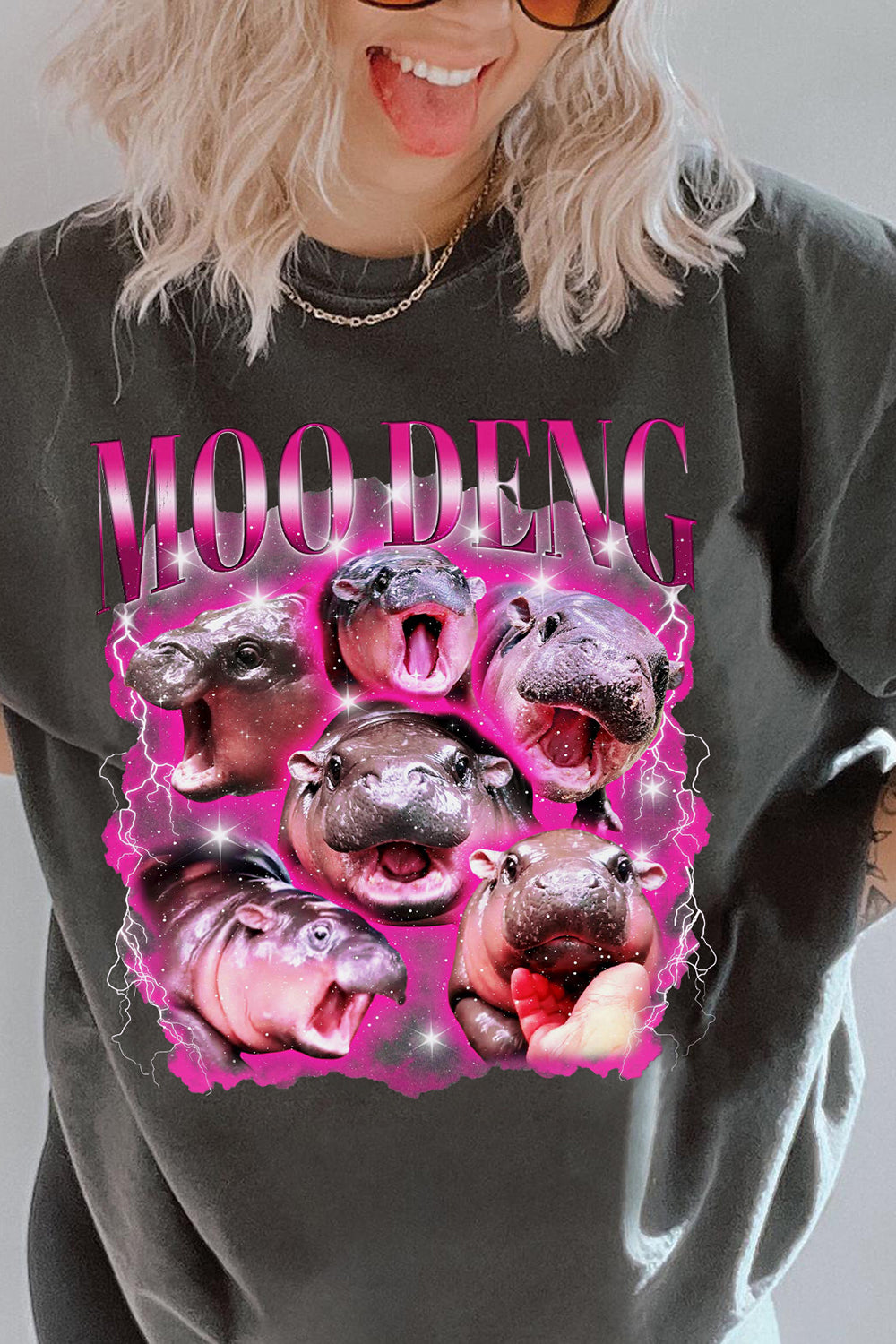 Moo Deng Hippo Graphic Tee For Women