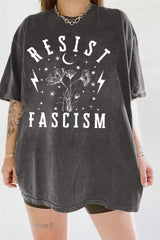 Resist Fascism Lightning Bolts Botanical Floral Tee For Women