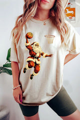 Christmas Basketball  Santa Playing Basketball Tee For Women