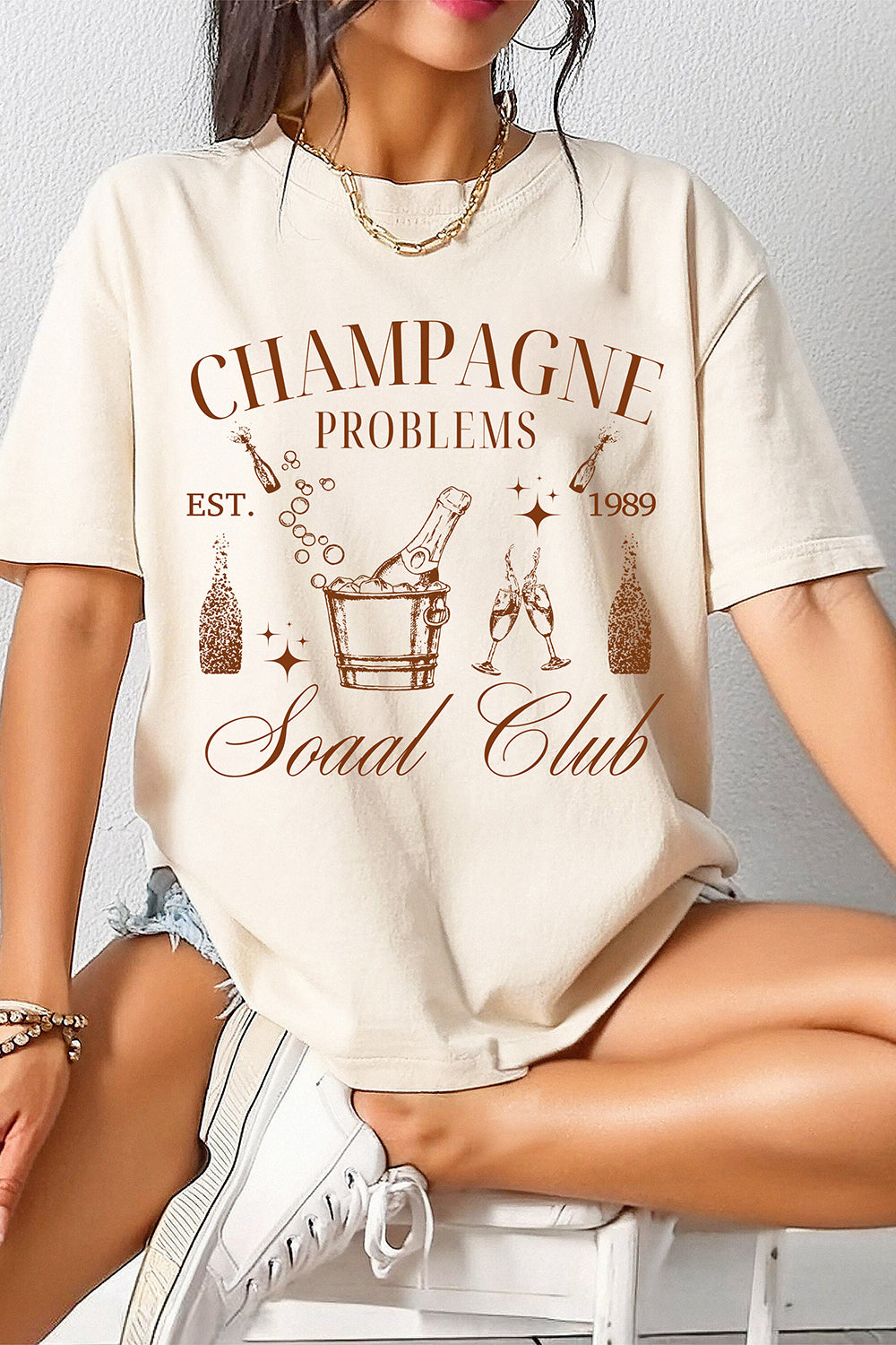 Champagne Problems Social Club Tee For Women