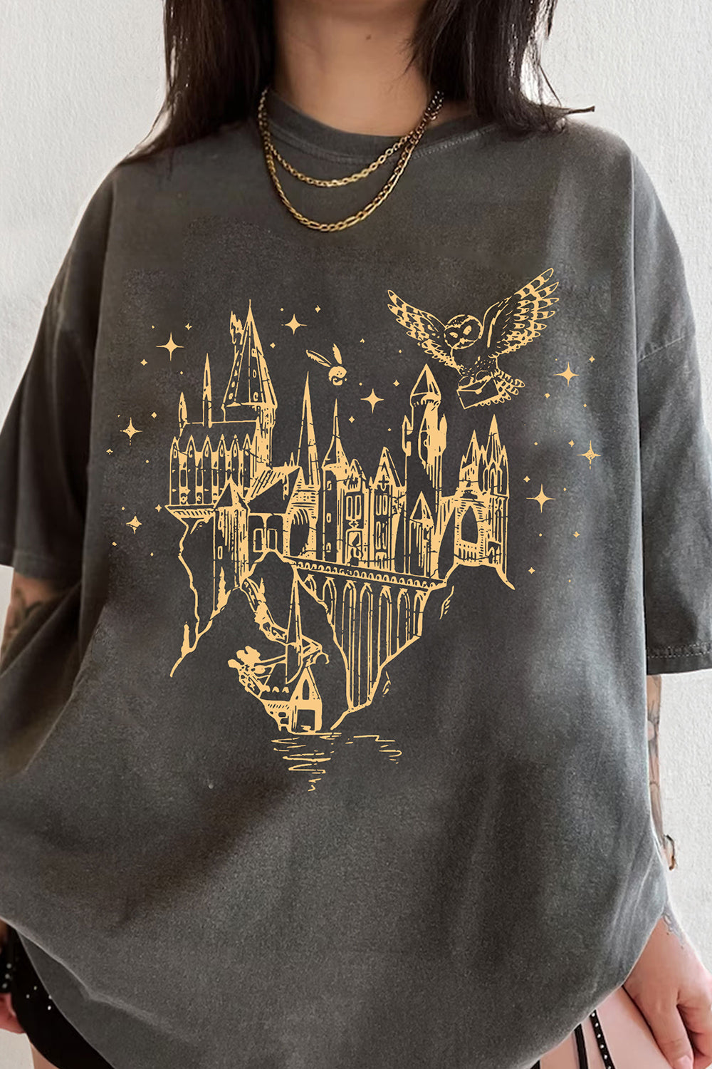 Magical Book Fantasy World Witchery Castle Tee For Women