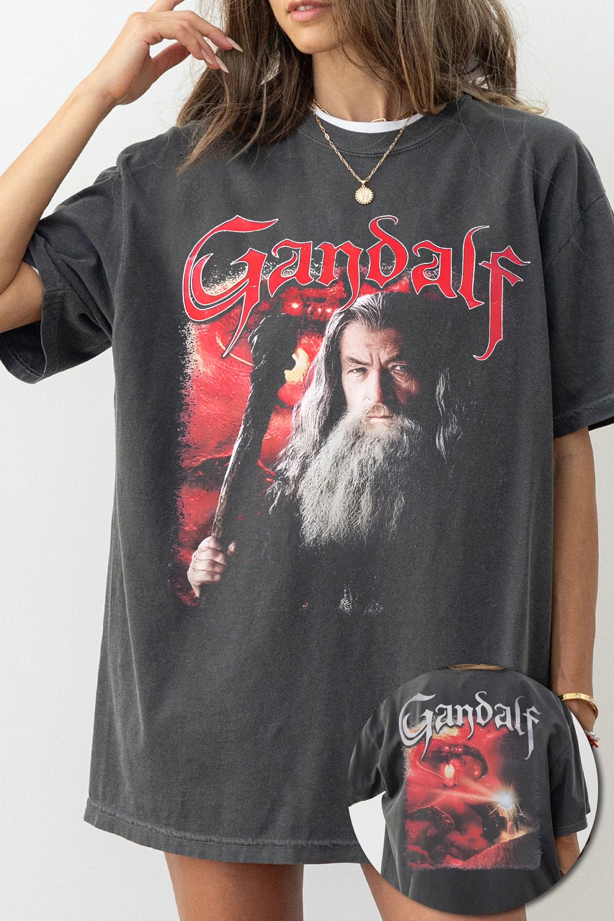 LOTR Gandalf The White Vs Balrog Vintage Tee For Women