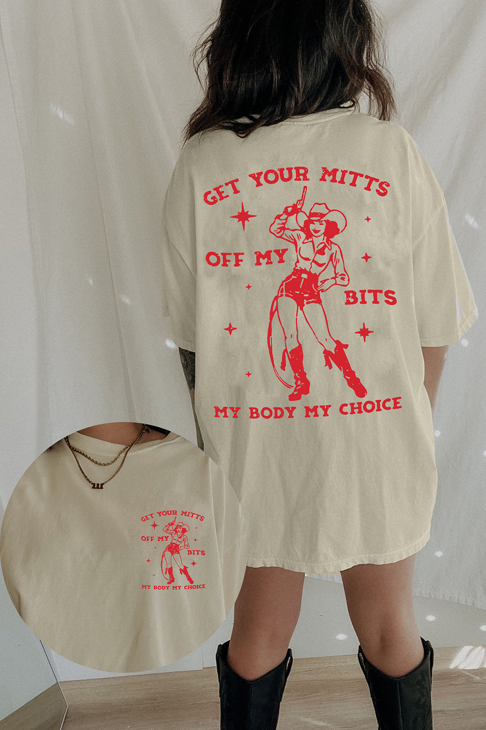 Pro Choice Feminist Vintage Cowgirl Tee For Women