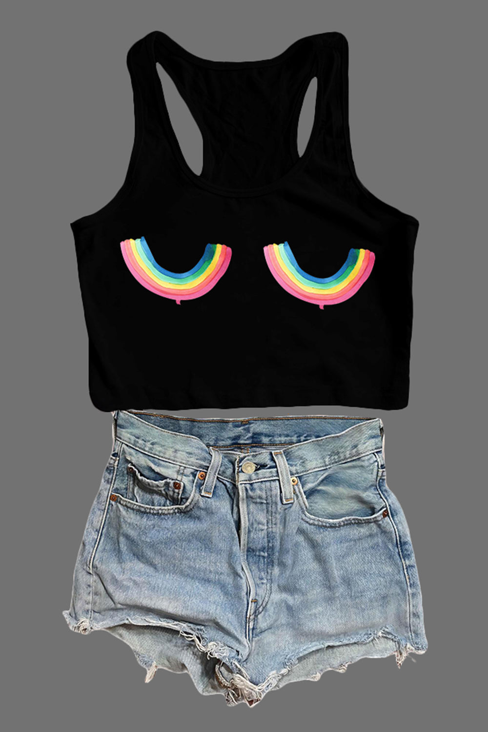 Rainbow Titties Crop Tank For Women