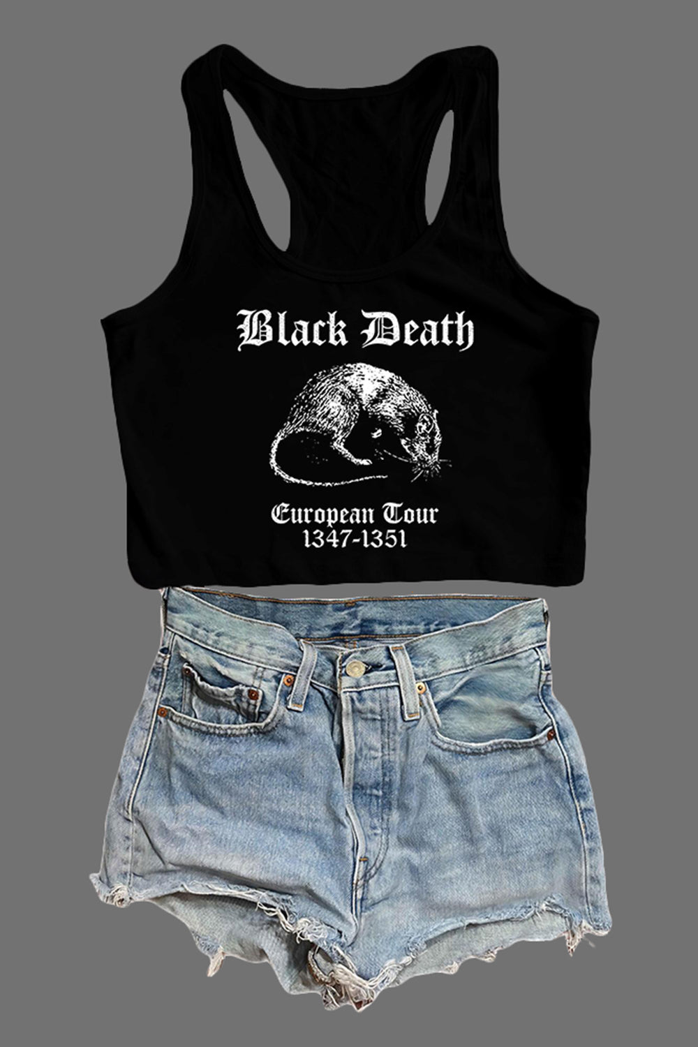 Black Death European Tour Crop Tank Tee For Women