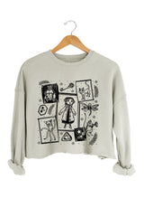 Halloween Coraline Doll Crop Sweatshirt For Women