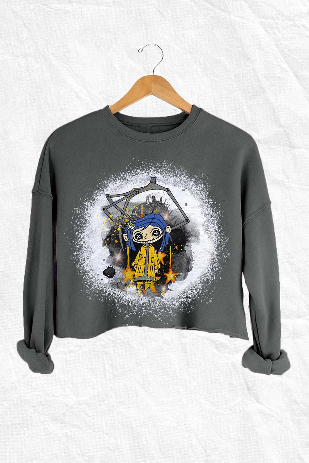 Scary Halloween Doll Cora Crop Sweatshirt For Women