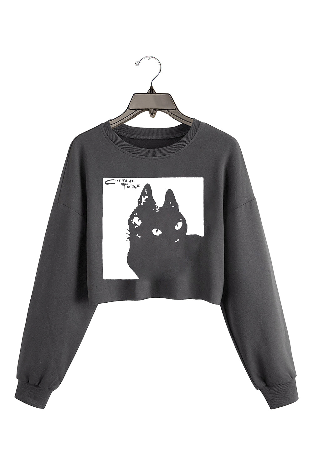 Vintage Cocteau Twin Cat Crop Sweatshirt For Women