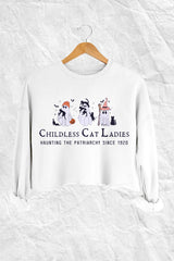 Halloween Childless Cat Lady Cute Ghosts Crop Sweatshirt For Women