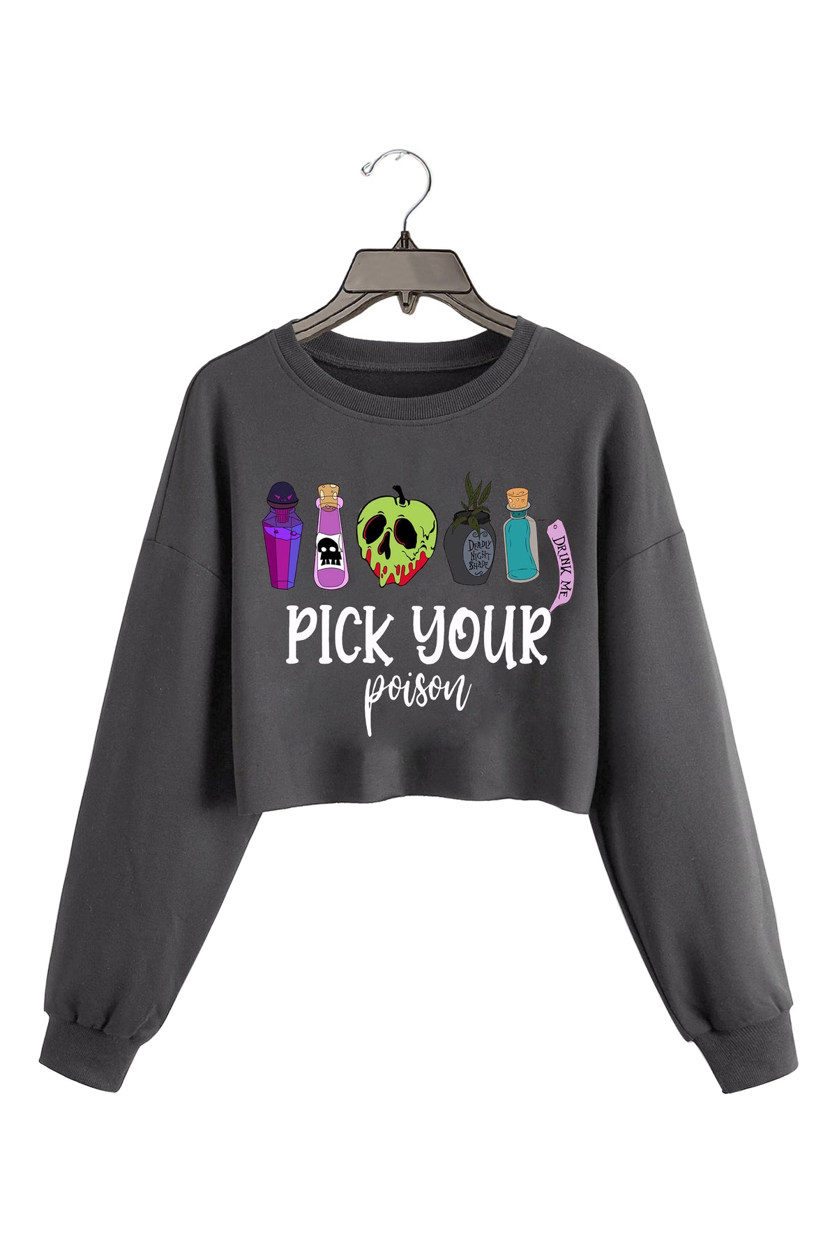 Pick Your Poison Halloween Crop Sweatshirt For Women