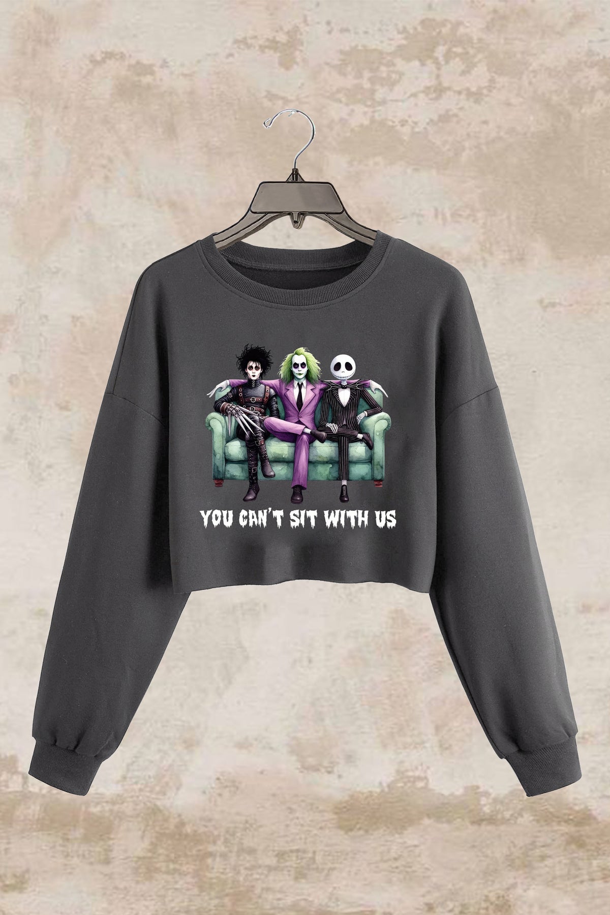 You Can’t Sit With Us Scary Halloween Horror Friends Crop Sweatshirt For Women