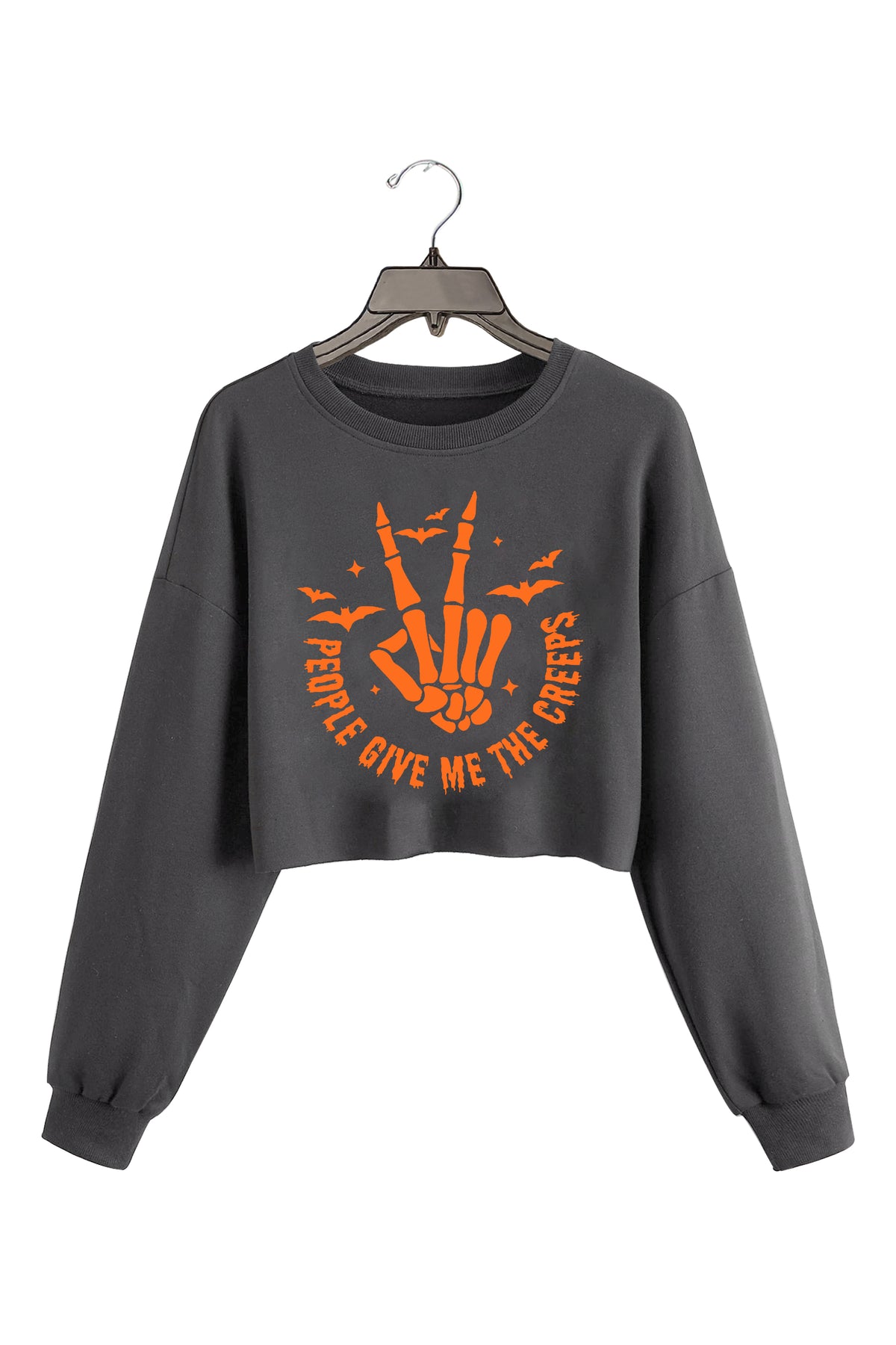 People Give Me The Creeps Halloween Crop Sweatshirt For Women