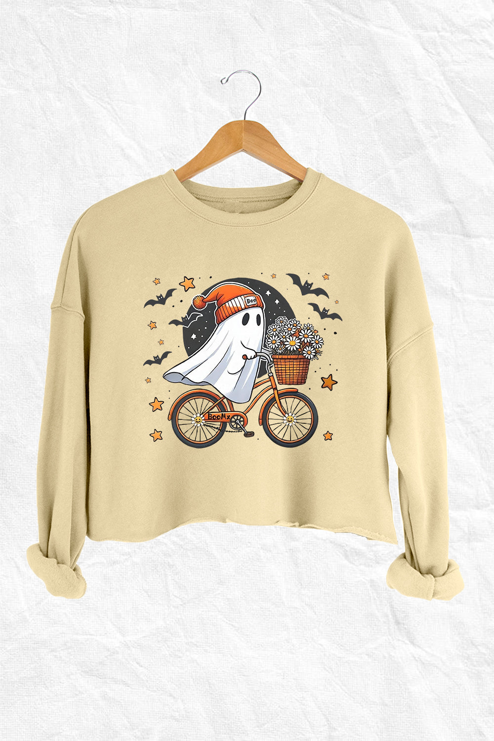 Cute Halloween Ghost  Crop Sweatshirt For Women