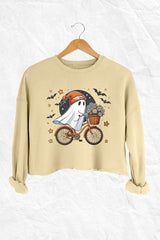 Cute Halloween Ghost  Crop Sweatshirt For Women