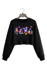 Halloween Ghost Neon  Crop Sweatshirt For Women