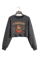 Vintage Fire-heart To Whatever End Crop Sweatshirt For Women