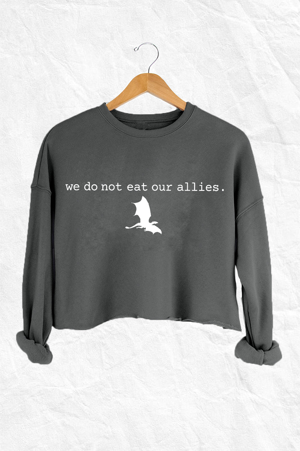 We Do Not Eat Our Allies Fourth Wing Dragon Basgiath War College Crop Sweatshirt For Women