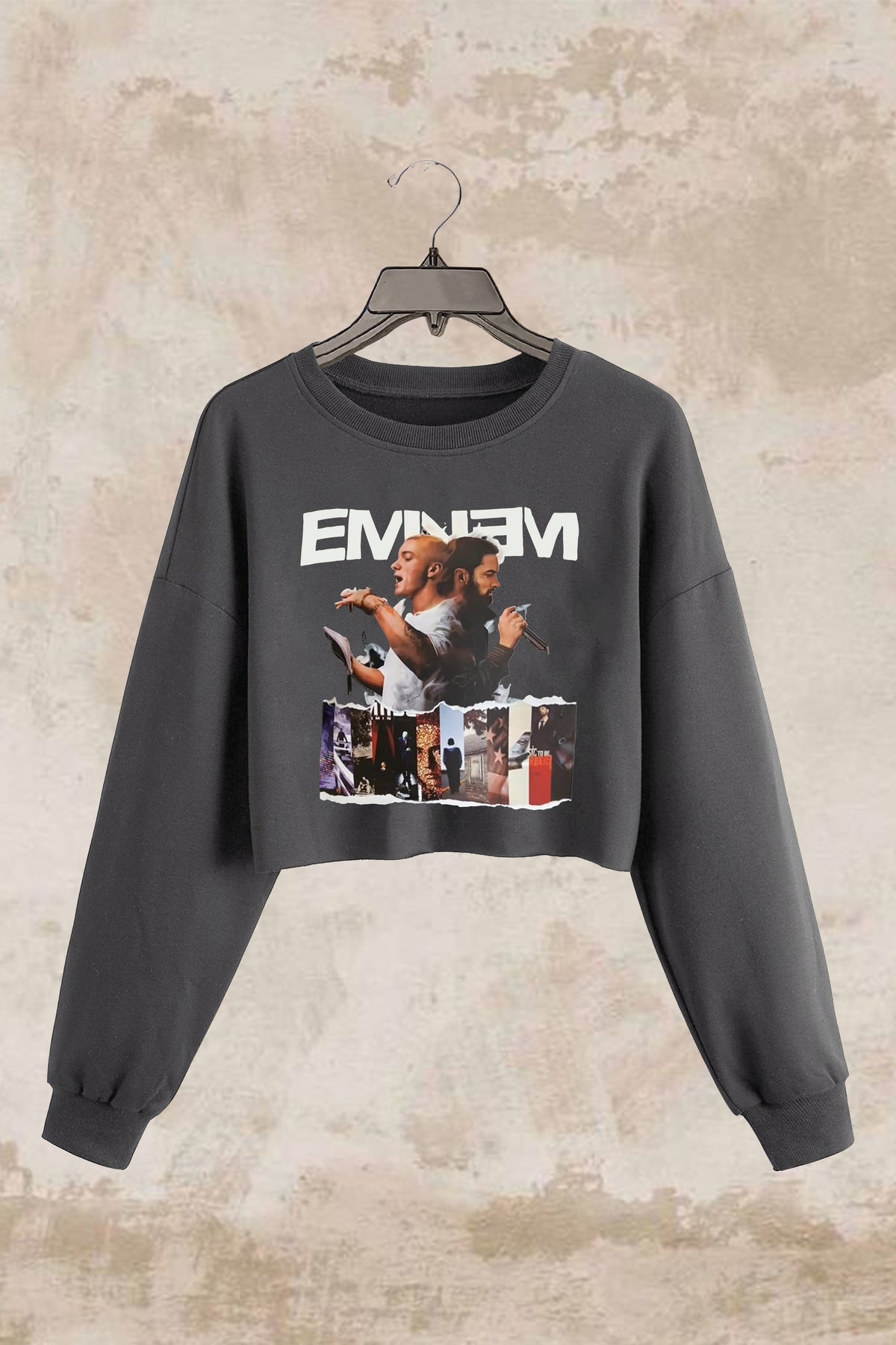 Eminem Album Letter Crop Sweatshirt For Women