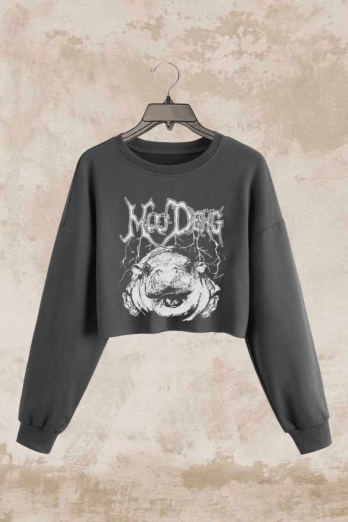 Moo Deng Metal Crop Sweatshirt For Women