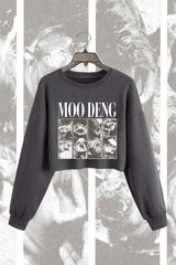 Trendy Hippo Moo Deng Crop Sweatshirt For Women