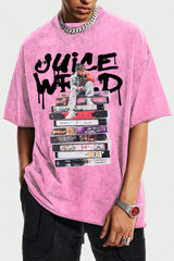 Washed cotton Juicewrld round neck men's short-sleeved T-shirt